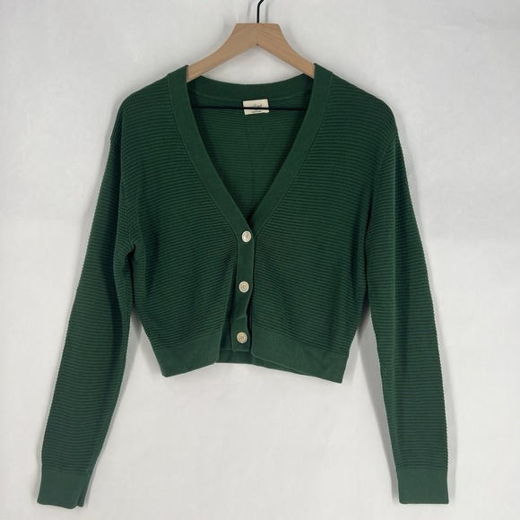 Wilfred Sweaters - Aritzia Wilfred Womens Light Cropped Cardigan Size XS Green Linen Blend V-Neck